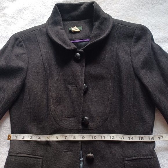J.Crew VINTAGE Black Bella Herringbone Fiona 100% Wool Blazer Jacket Coat | sz 4 - Picture 13 of 16